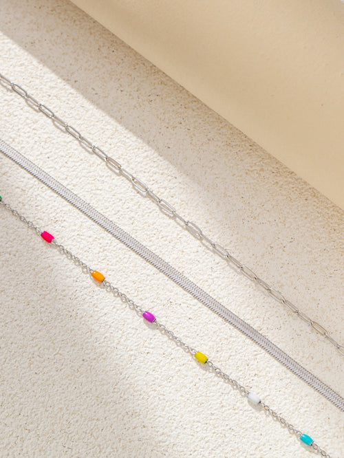 Triple layered Colorful beads necklace