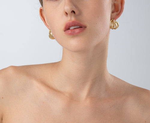 Retro Spiral huggie Earrings with Sterling Silver Post