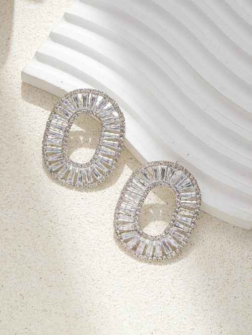 Gaint Oval Sparkle Zircon Rhinestone Dangle Party Earring