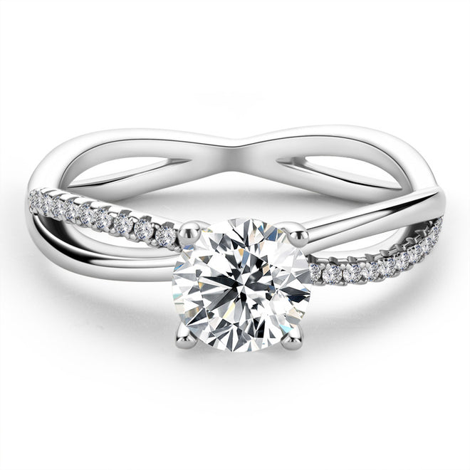 Moissanite Solitaire Round Engagement Ring 1CT D Color VVS1 Clarity Wedding band 925 Sterling Silver with 18K Gold Plated