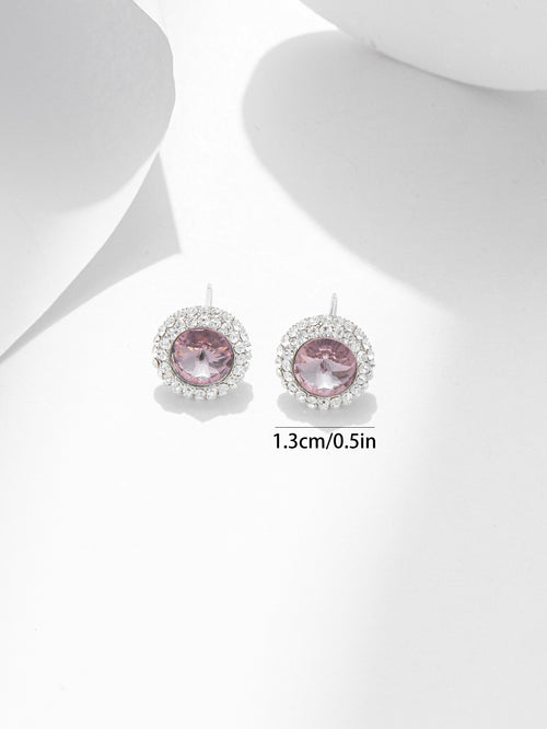 Pink Crystal Zircon Rhinestone Earring for Party Bridal Wedding Prom