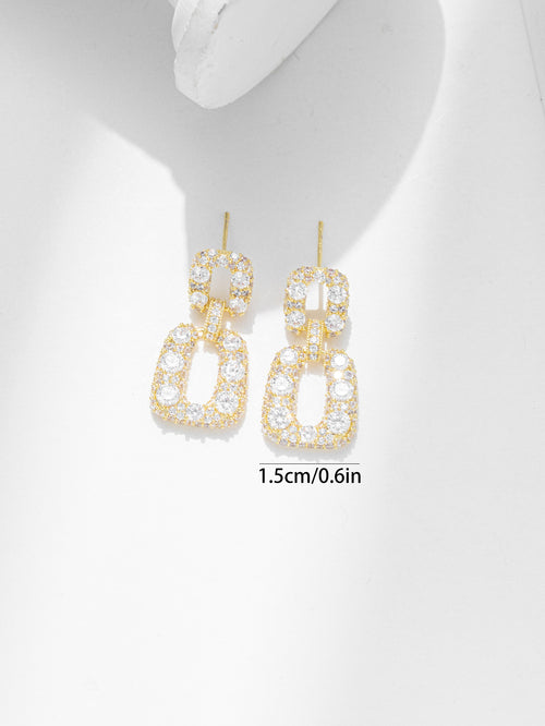 Sparkle Gold Zircon Rhinestone Dangle Earring for Party Bridal Wedding Prom