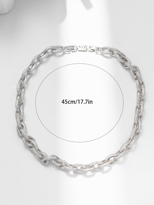 Cubic Zirconia Sparkly  Rhinestone Chain Necklace
