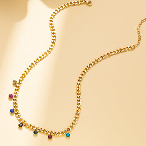 Color Stone Gold Chain Necklace: Where Gold Dances with Colors ...
